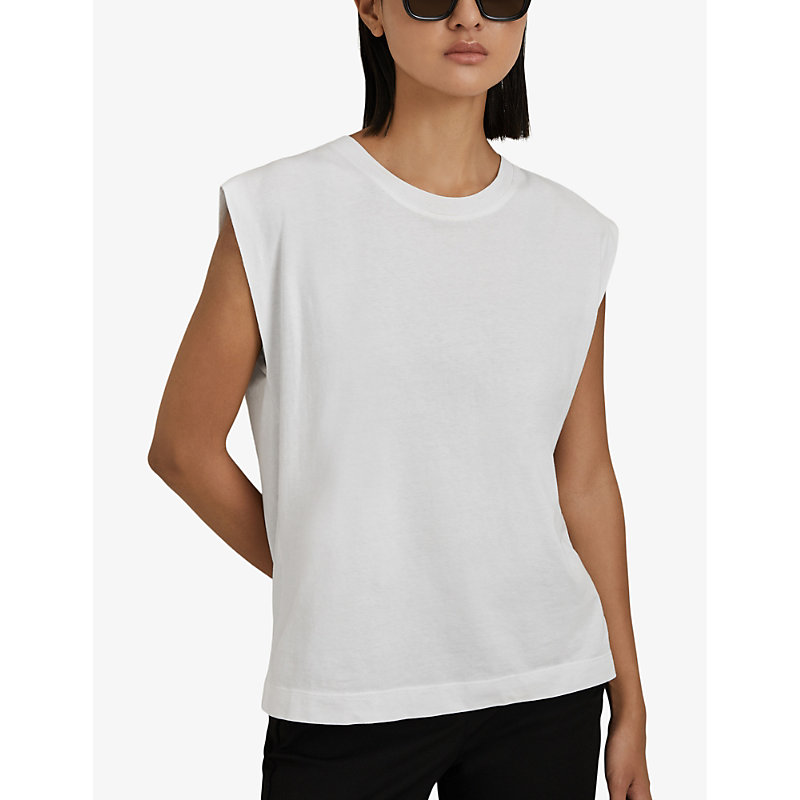 Womens White Morgan Capped-sleeve Cotton T-shirt