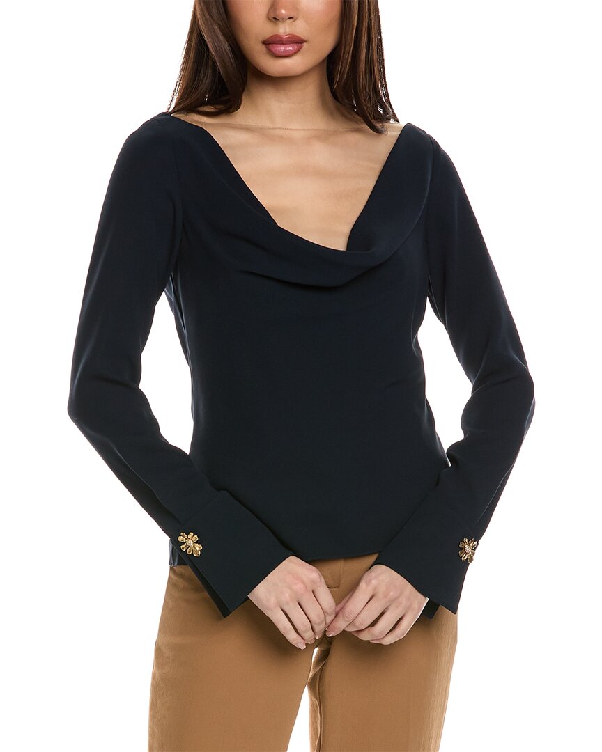 Cowl Neck Silk-Blend Blouse