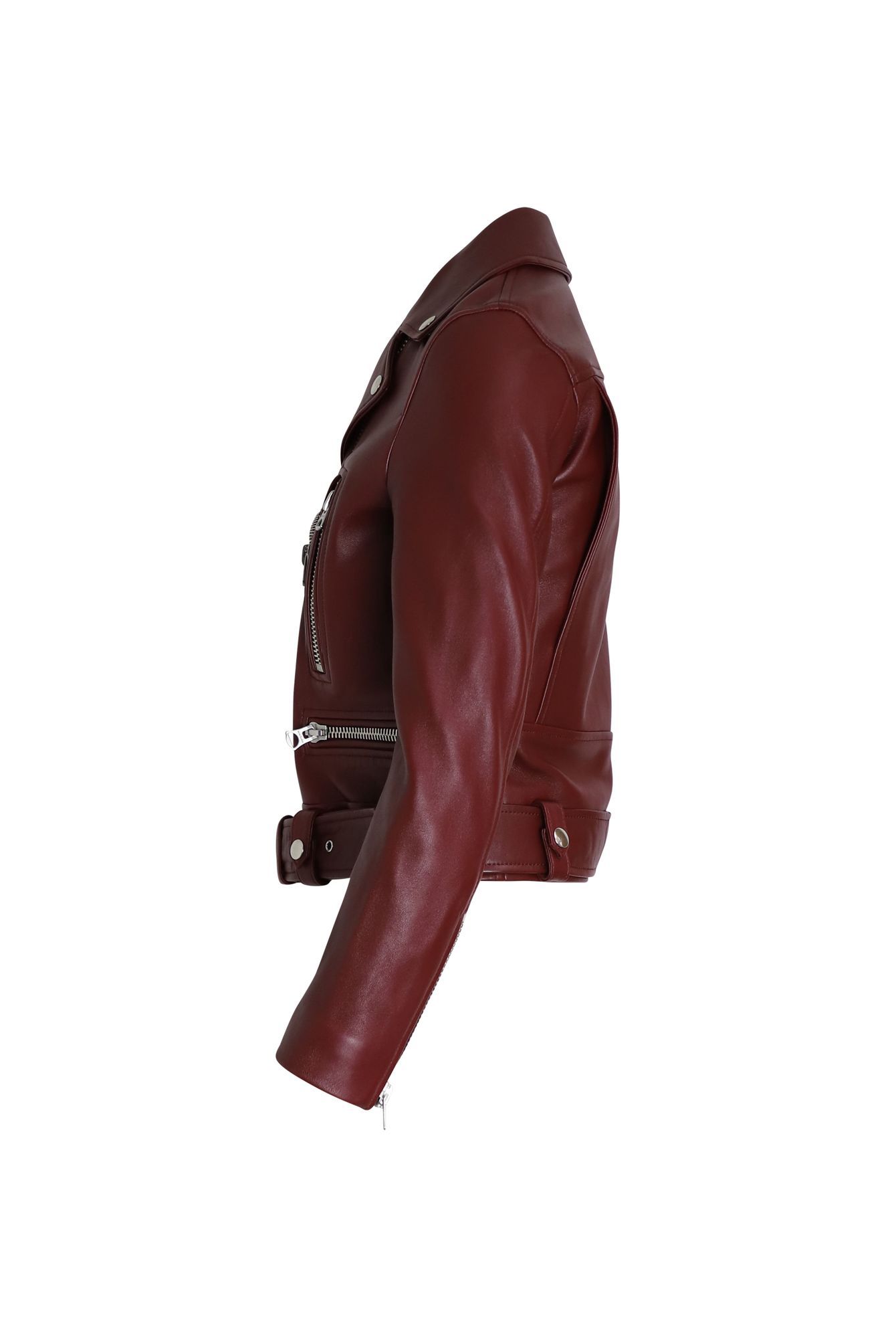 Acne Studios Women's Preloved Biker Jacket in Red Leather in Burgundy