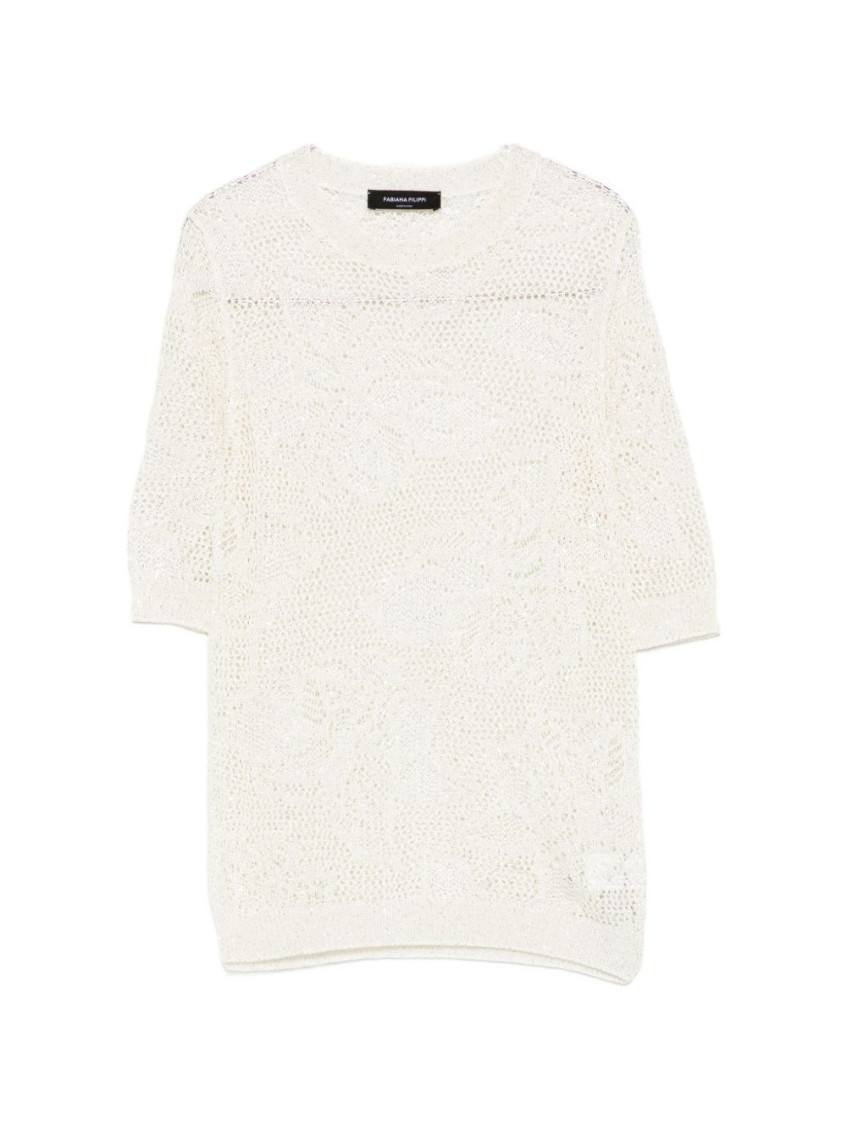 Fabiana Filippi - short sleeve top round neck crochet