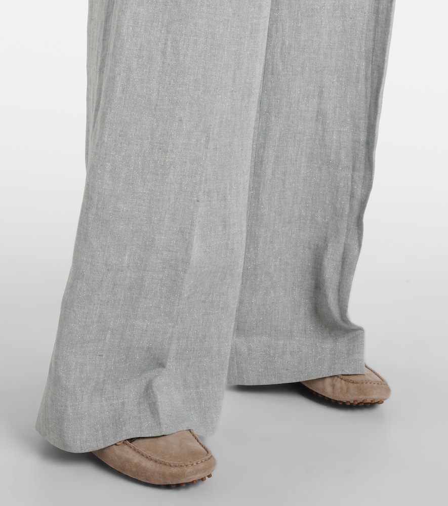 Linen-blend wide-leg pants