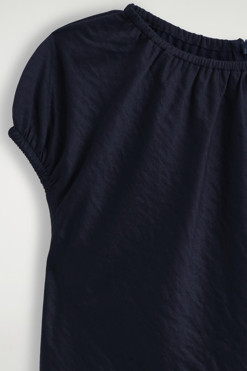 Gathered Crinkled-Satin Top