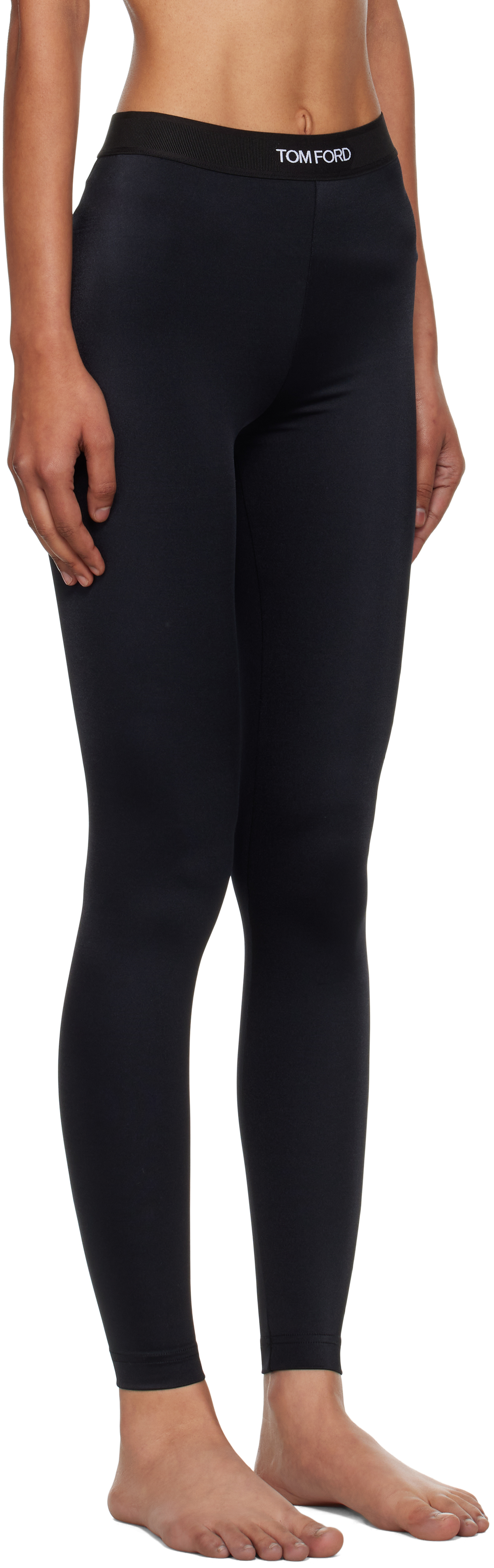 Black Lustrous Jersey Signature Leggings