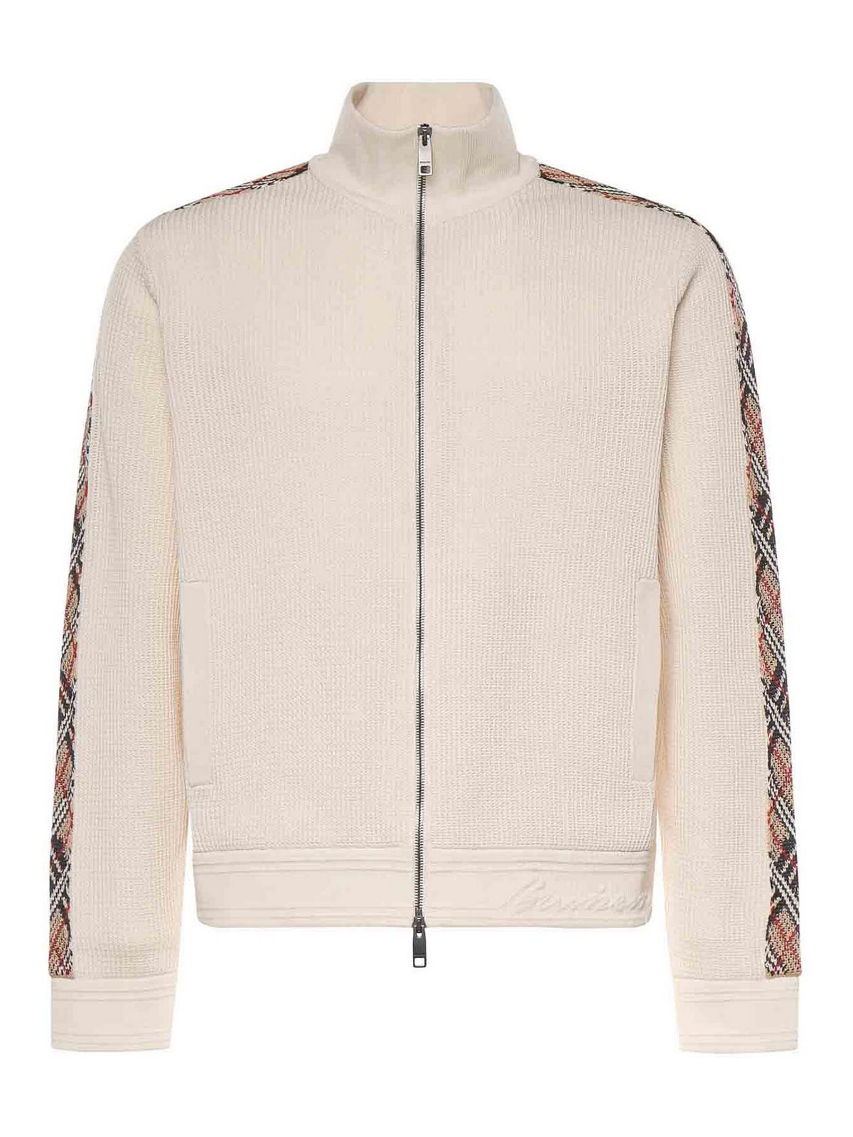 Cotton Jacket With Check Trim