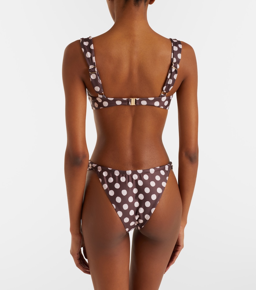 Sol gathered polka-dot bikini top
