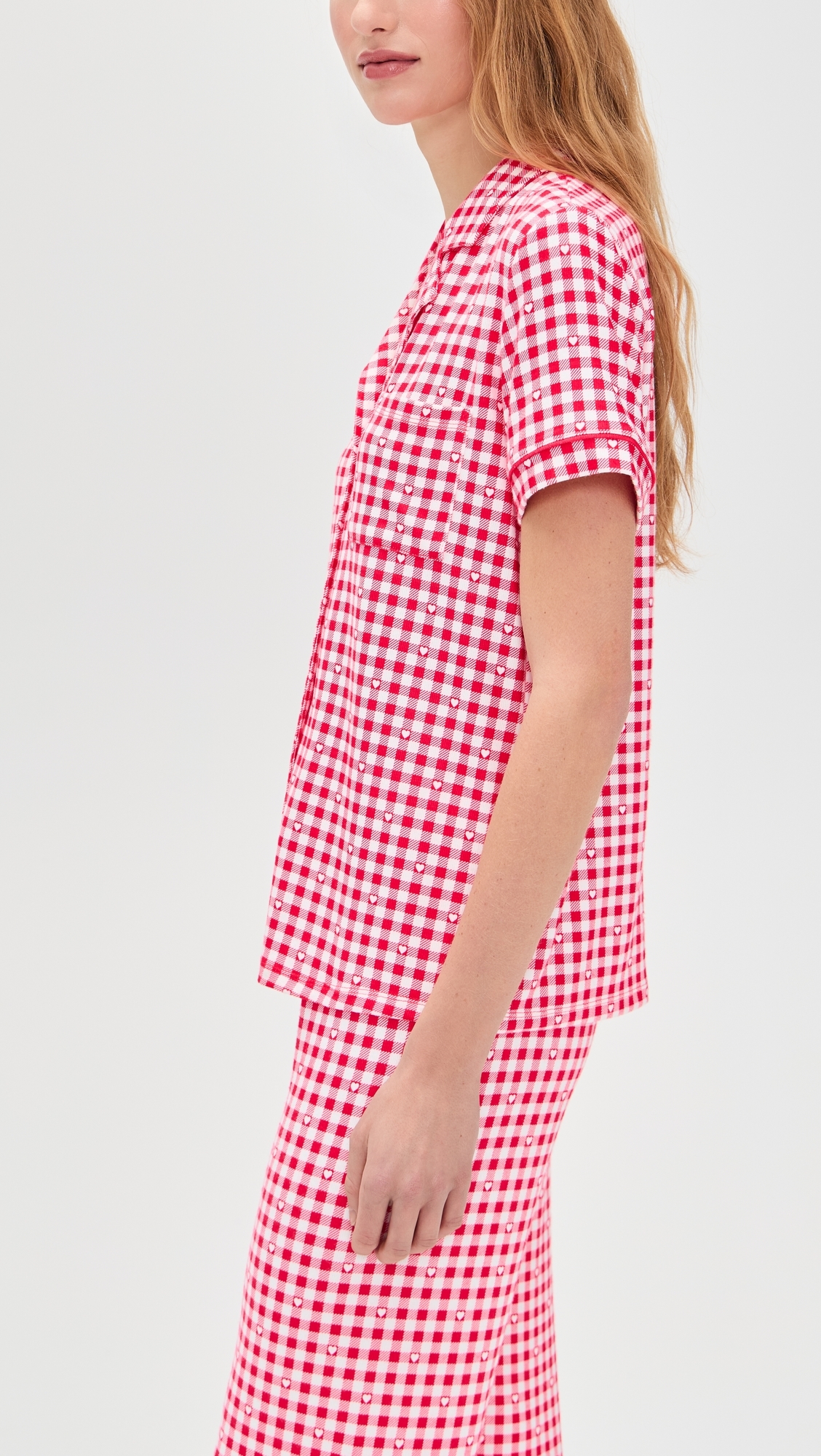 Gingham Pajama Top Kiss Me Red