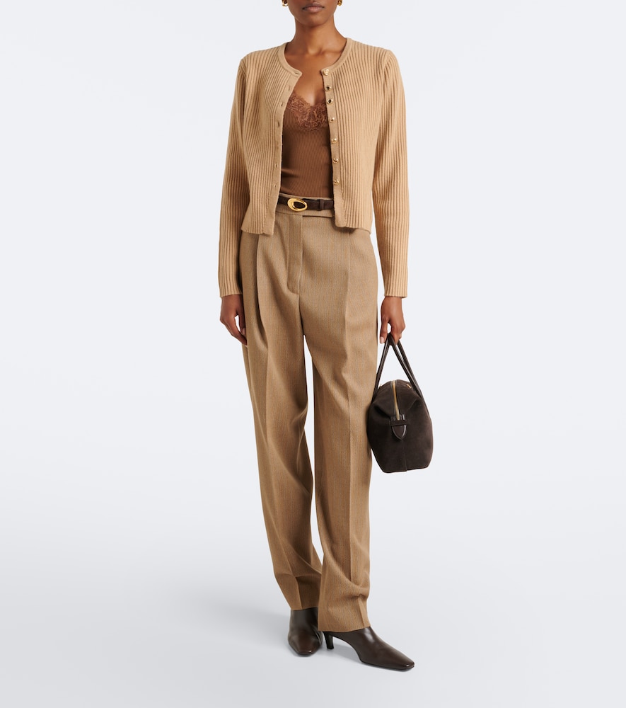 Ribbed-knit wool and cashmere cardigan