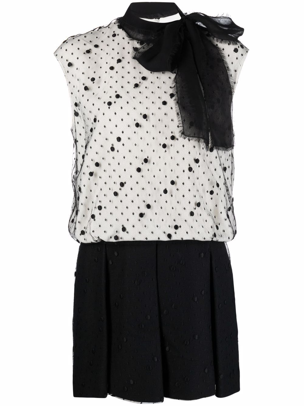 Valentino Garavani pussy-bow polka dot dress - White