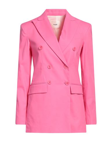 Woman Blazer Fuchsia Size 6 Cotton, Elastane