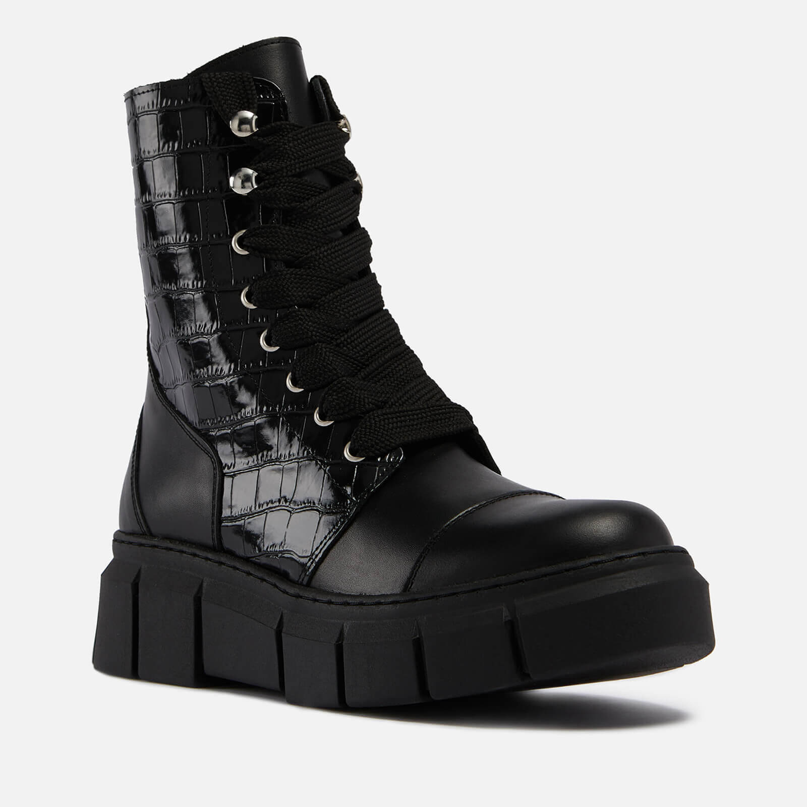 ALOHAS Can Can Croc-Effect and Smooth Leather Boots - UK 3.5
