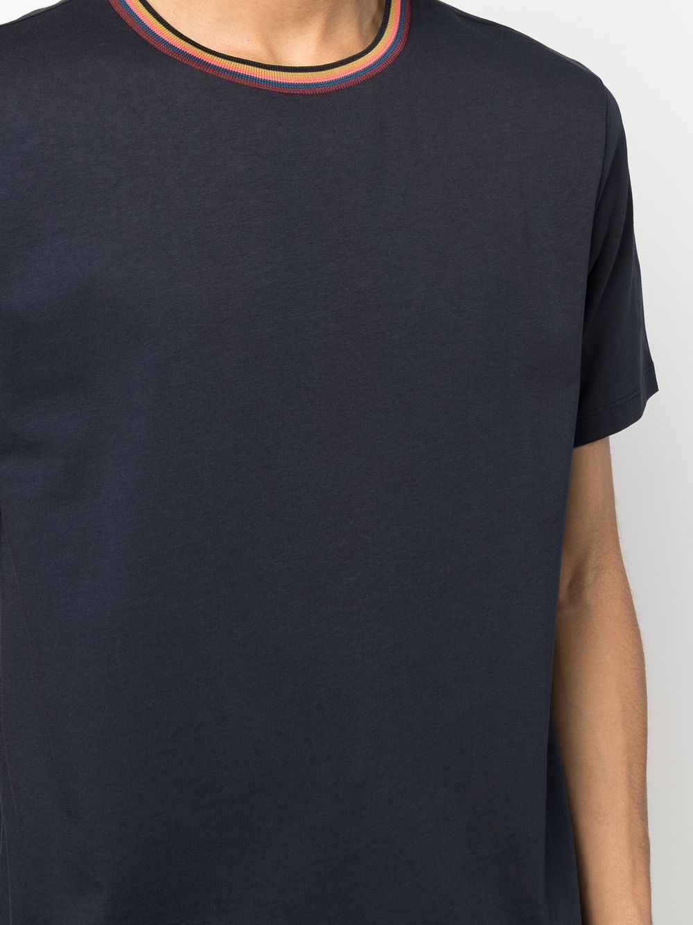 Stripe-trim organic cotton T-shirt