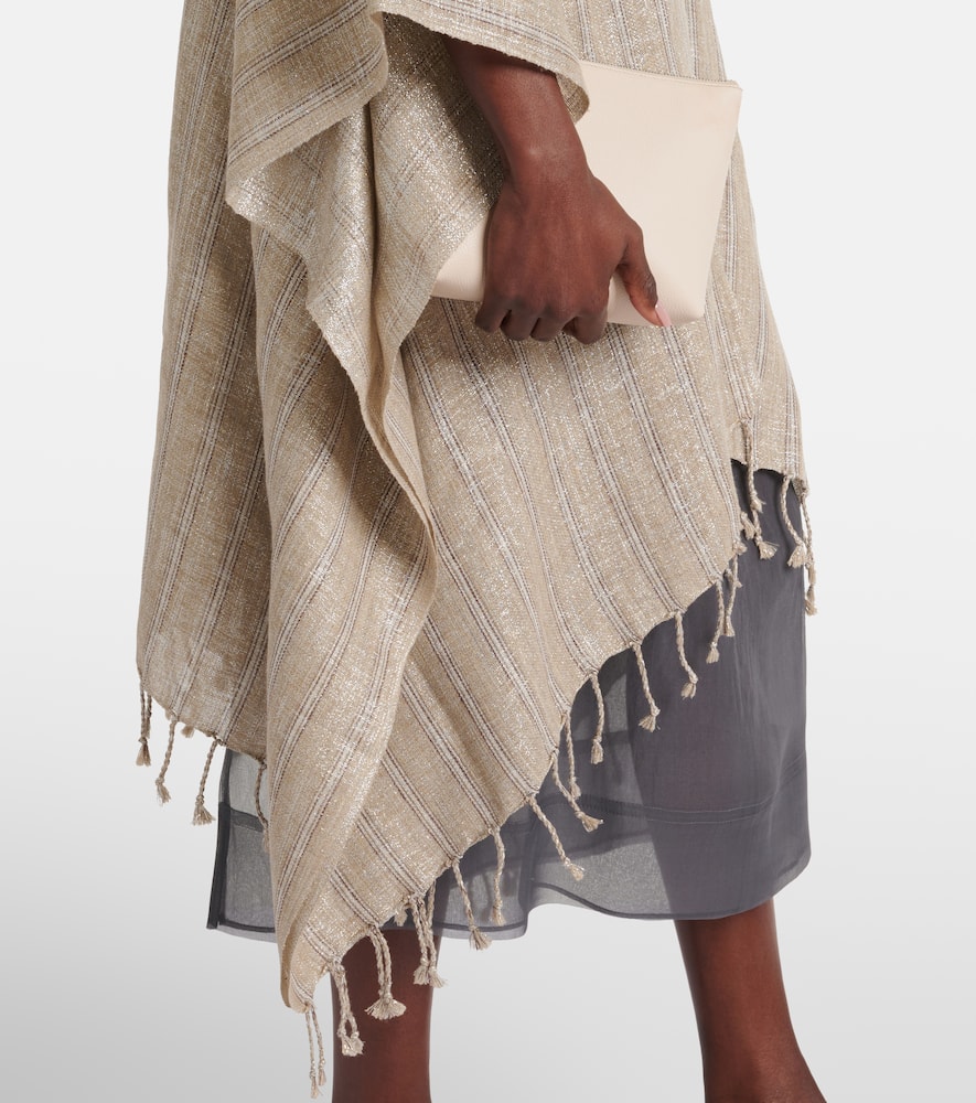 Linen-blend poncho