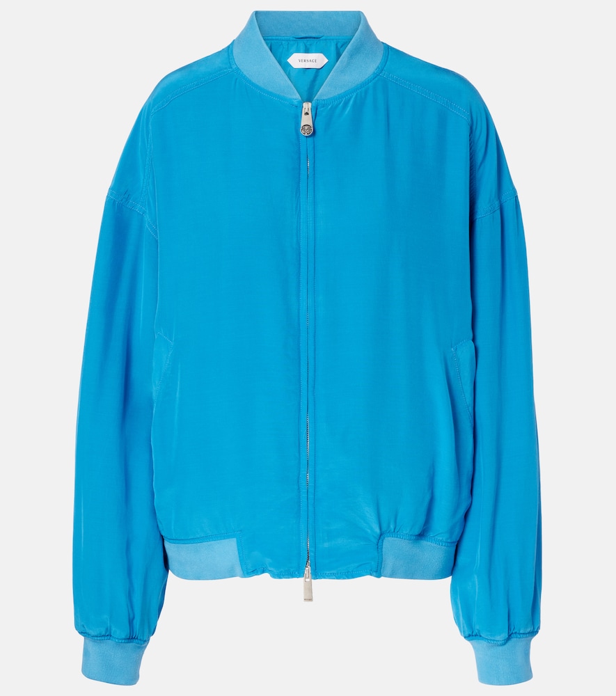 Oversized silk poplin blouson jacket