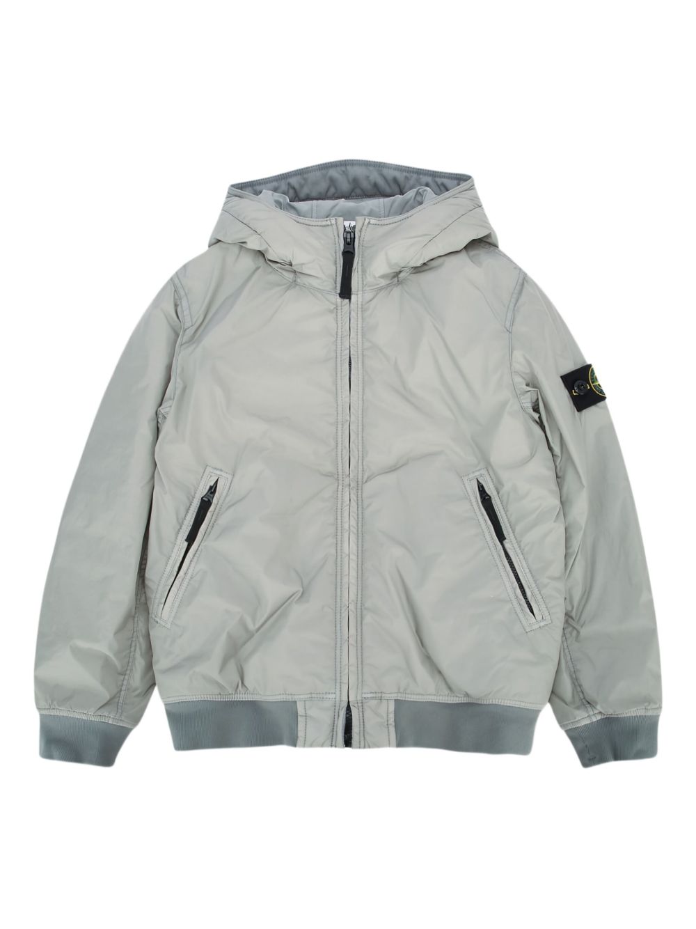 Compass-badge hooded bomber jacket - Black
