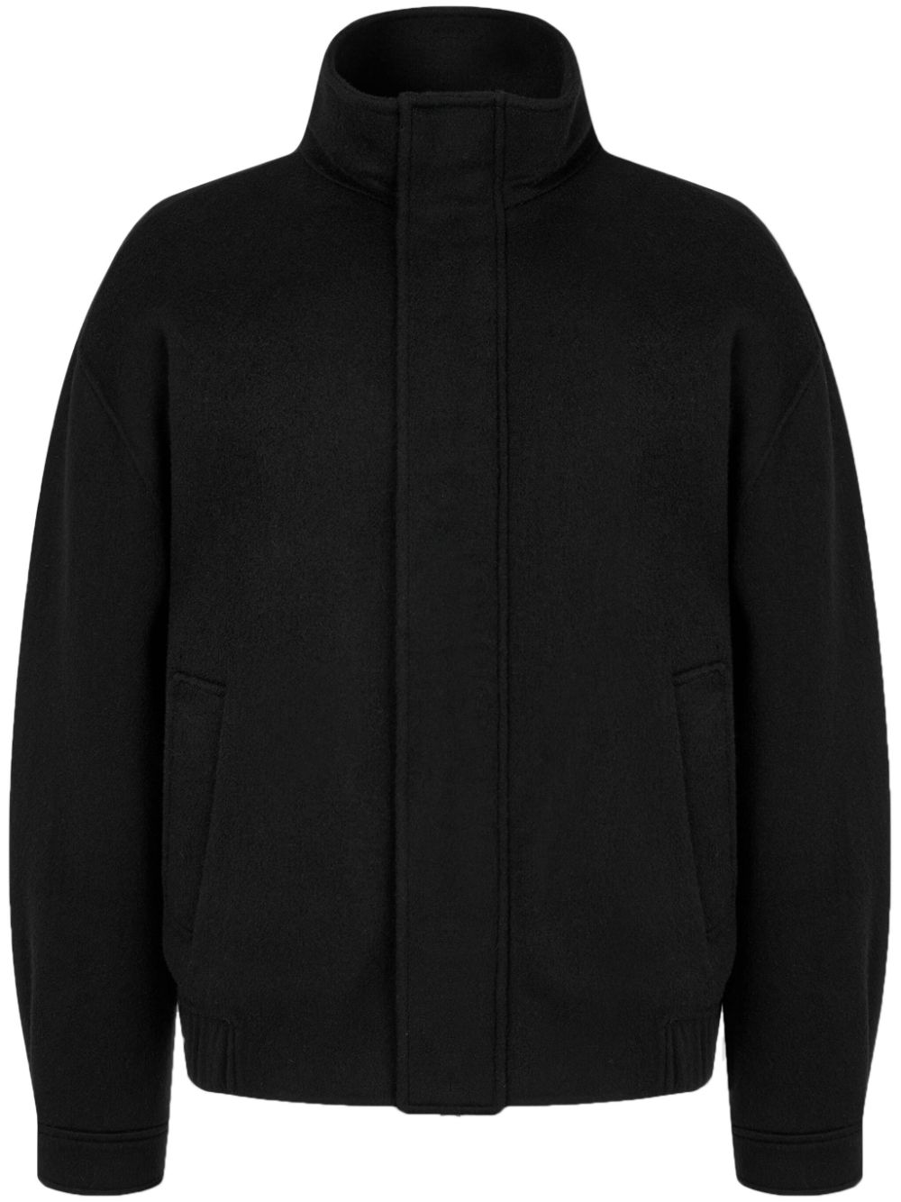 High-neck zip-up bomber jacket - Black