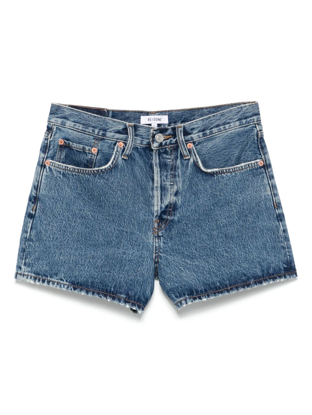 RE/DONE logo-patch denim shorts - Blue