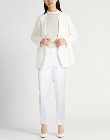 Easy Woman Pants White Size 0 Cotton, Elastane