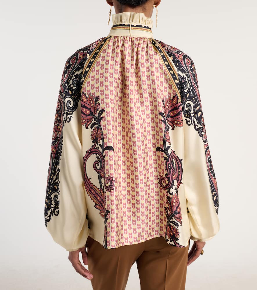 Printed silk twill blouse