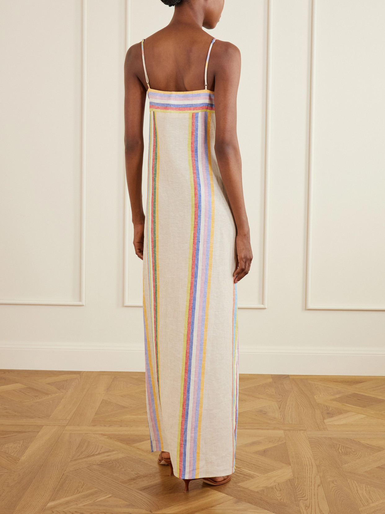 Laura Striped Linen Maxi Dress - Beige