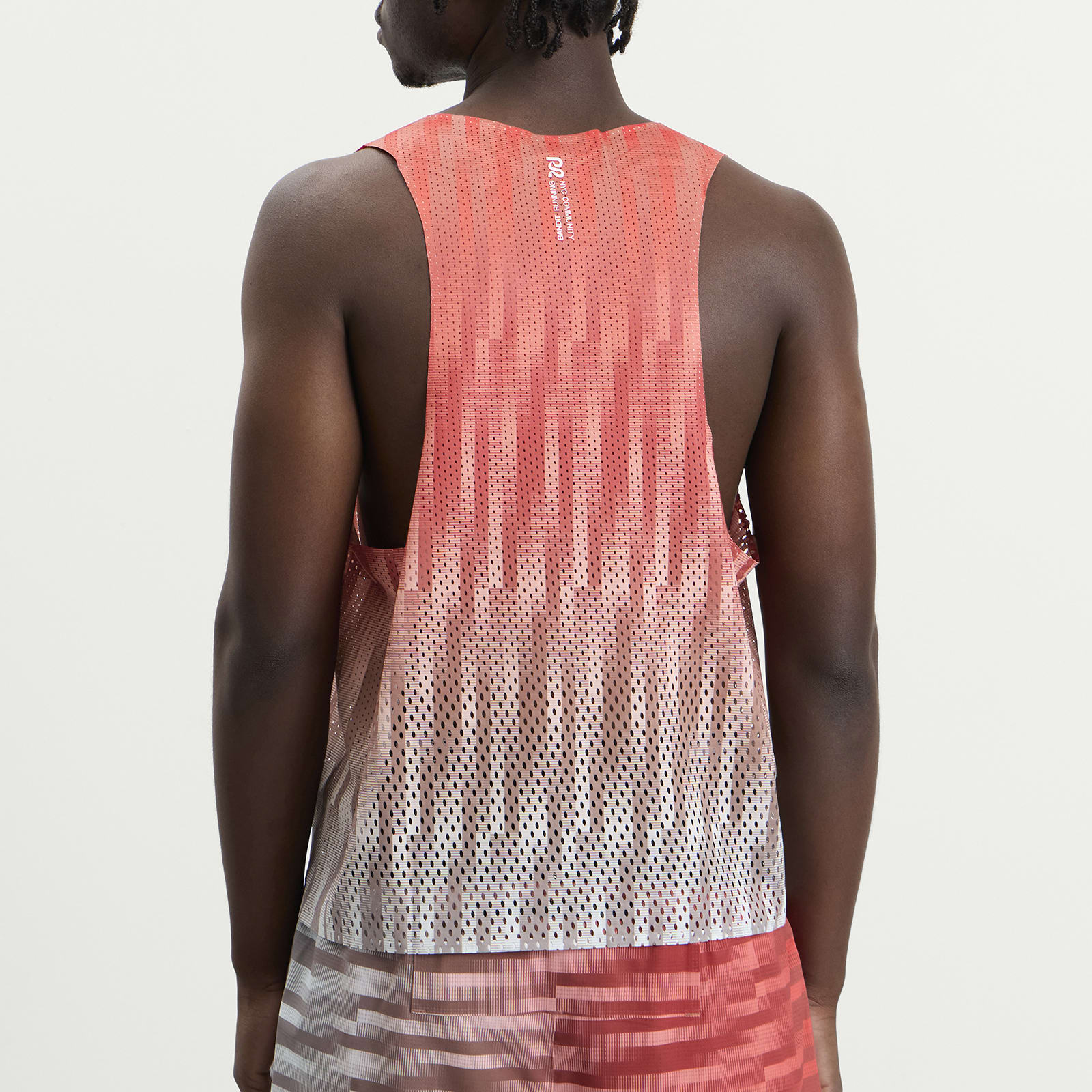 Men's Open Mesh Gradient Cut Race Singlet in Poppy Multi/Uneven Vertical Gradient