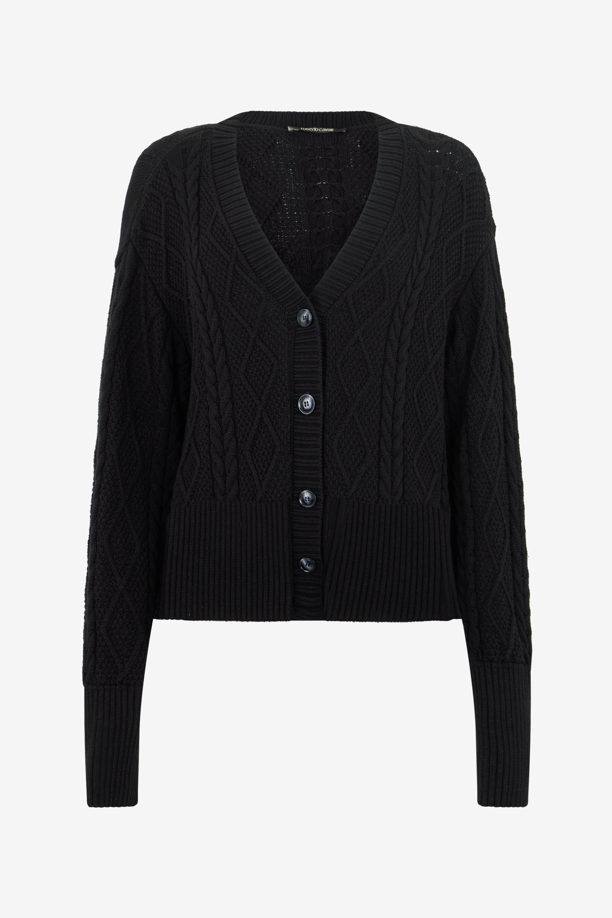 Black Cable-knit Cardigan