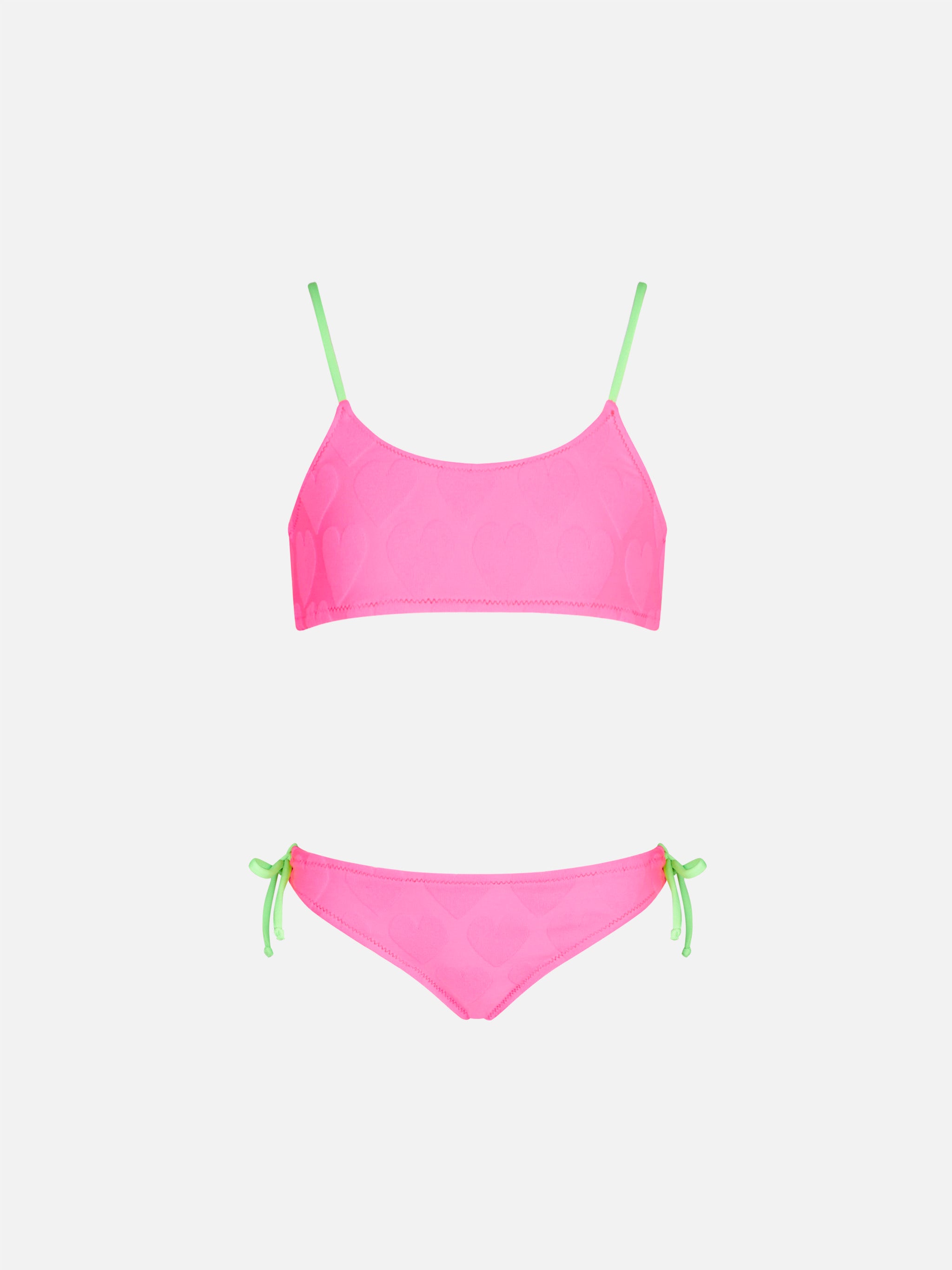 Girl Bralette Bikini With Hearts Pink