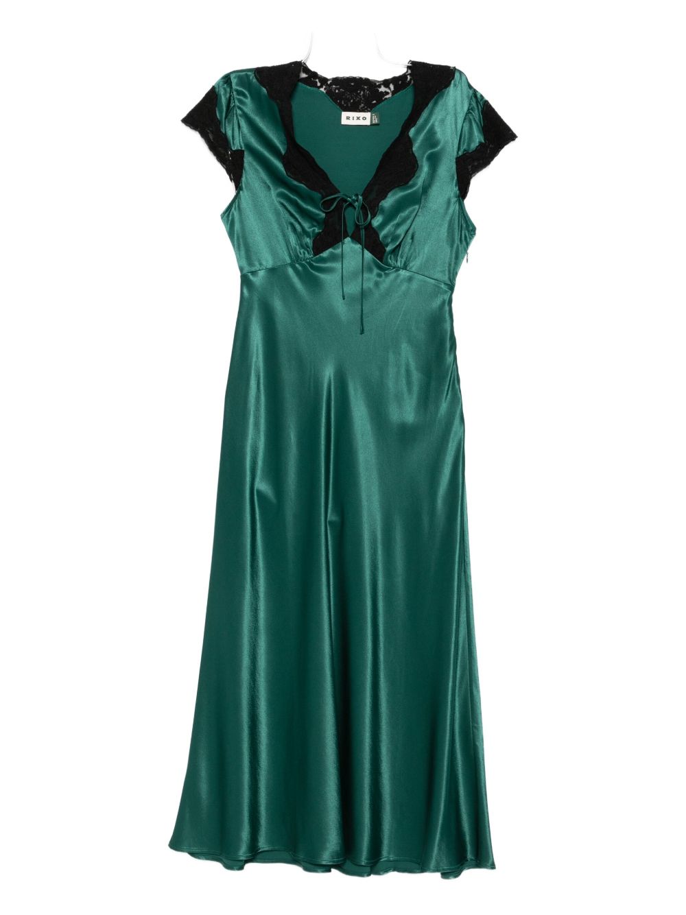 Amari lace-trimmed satin dress - Green