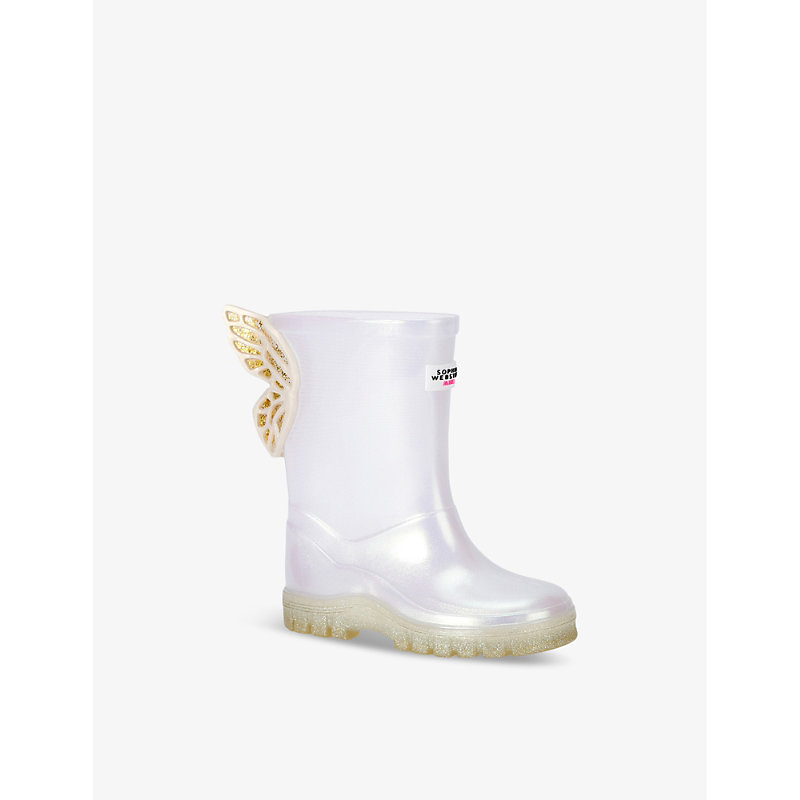 Girls Grey/light Kids' Butterfly-embellished Pvc Wellington Boots
