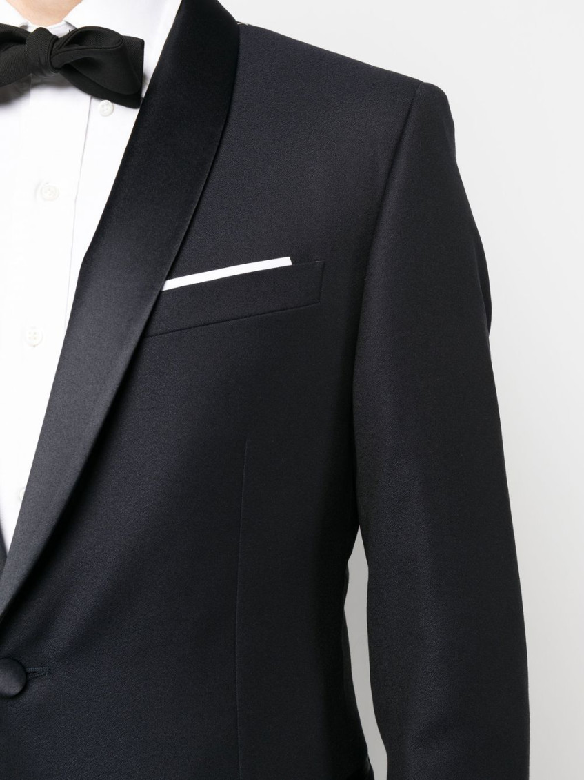 Navy Blue Single-breasted Slim-cut Dinner Suit