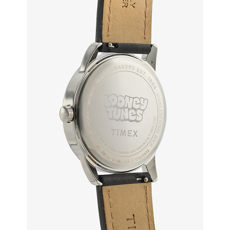 Mens Looney Tunes x Easy Reader Brass and Leather Strap Quartz Analog Watch 38mm