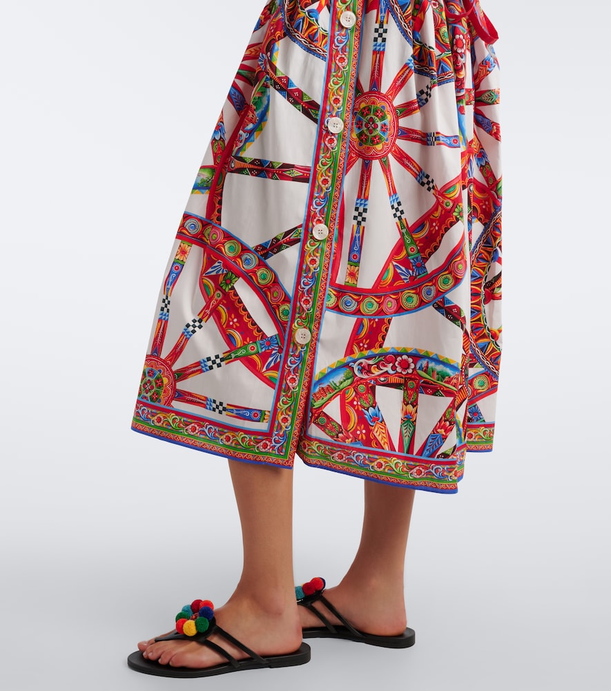 Carretto gathered cotton poplin midi dress