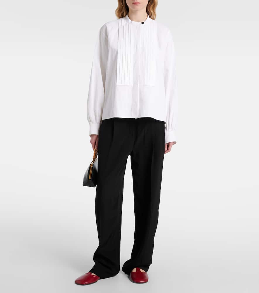 Plissé linen blouse