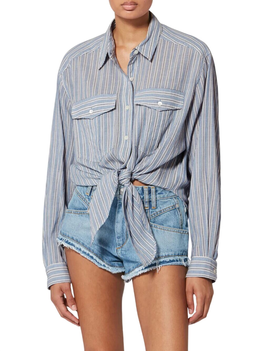 Blue Oversized Stripes Shirt