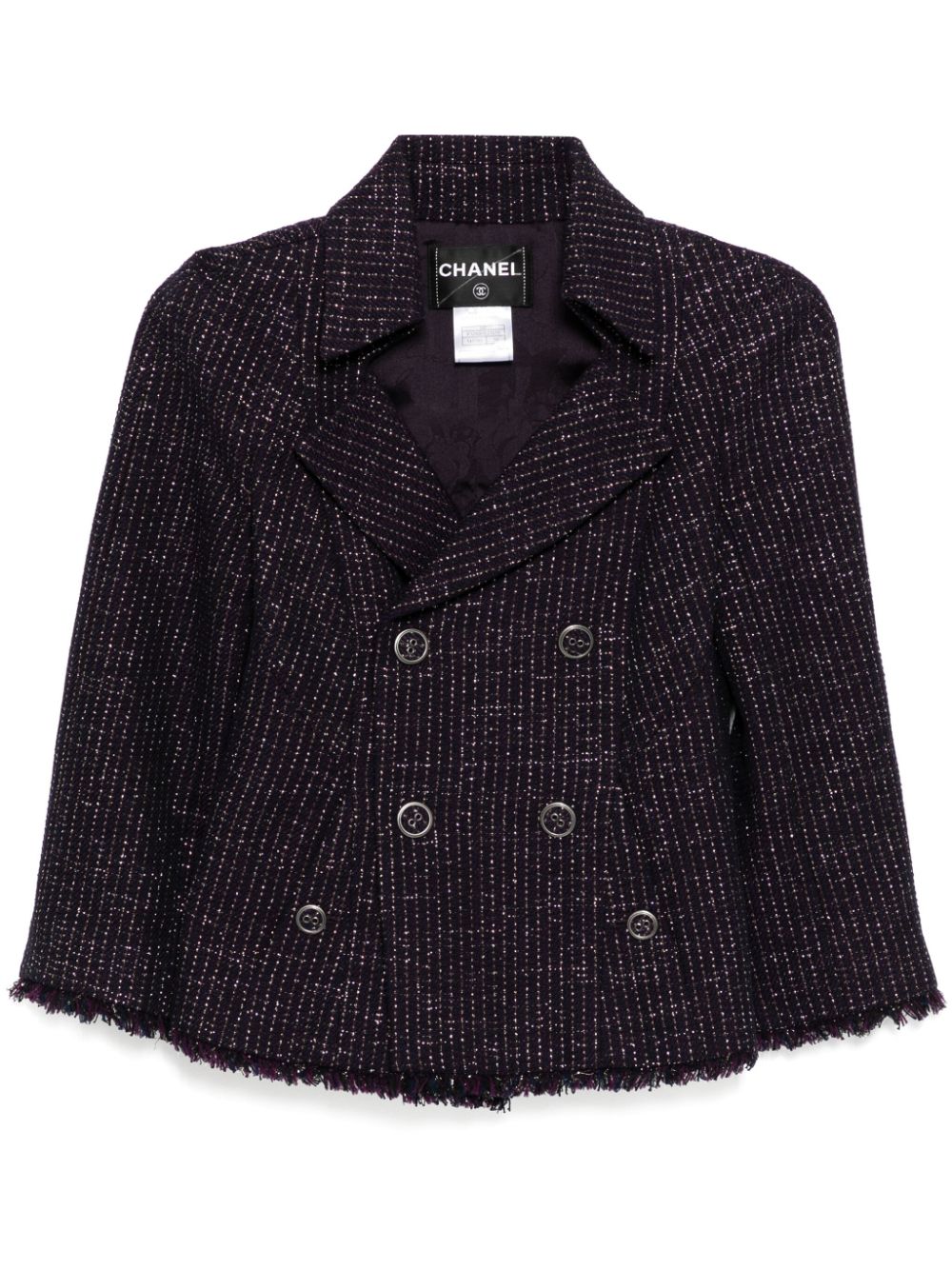 2008 tweed double-breasted jacket - Purple