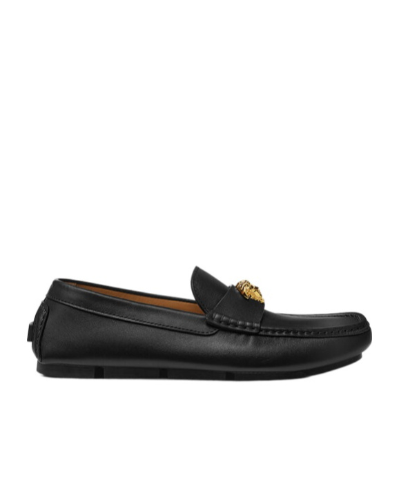 Medusa-plaque leather loafers