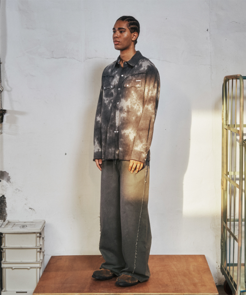 RAW WASHED VERTICAL SHIRTS KHAKI