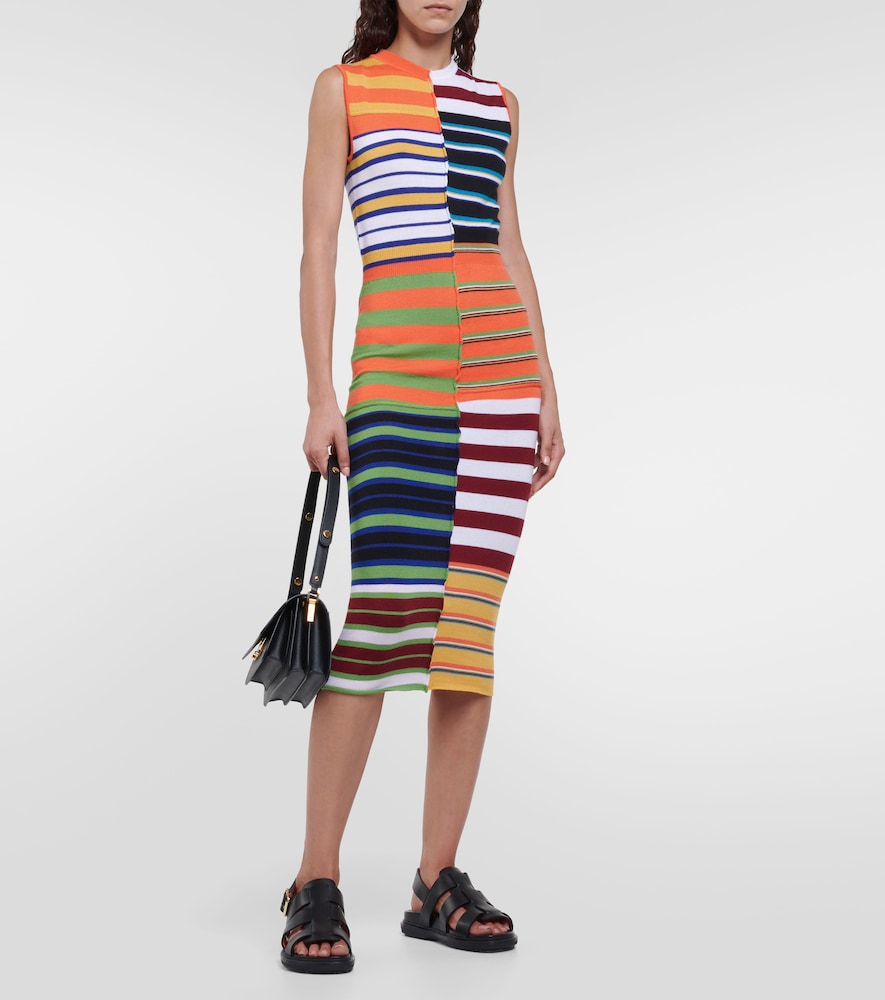 Striped wool midi dress