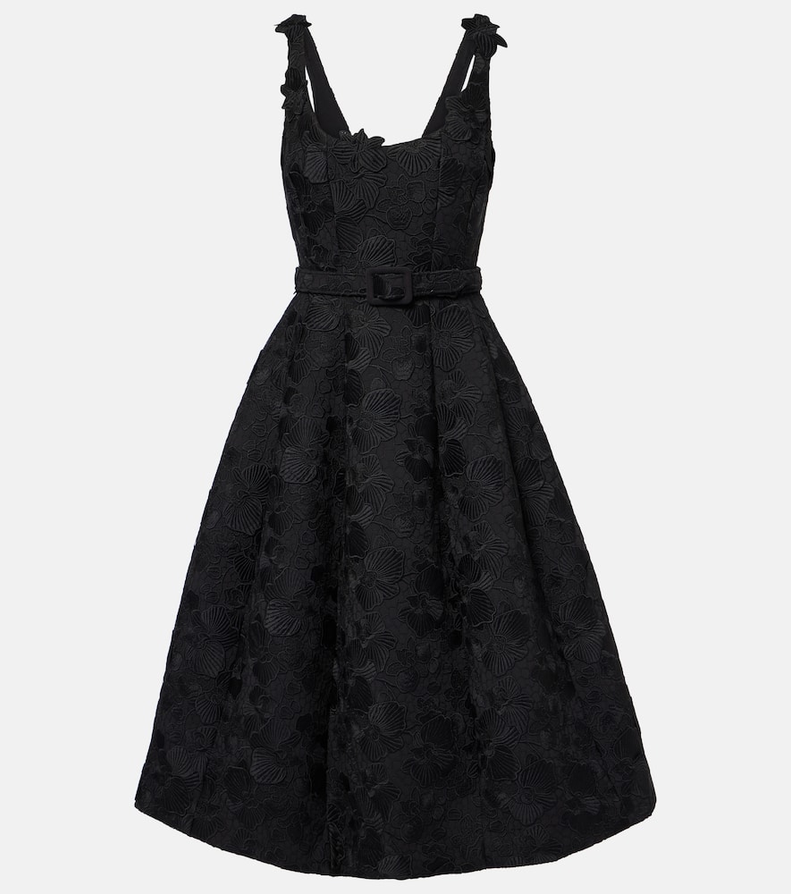 Orchid embroidered guipure lace midi dress