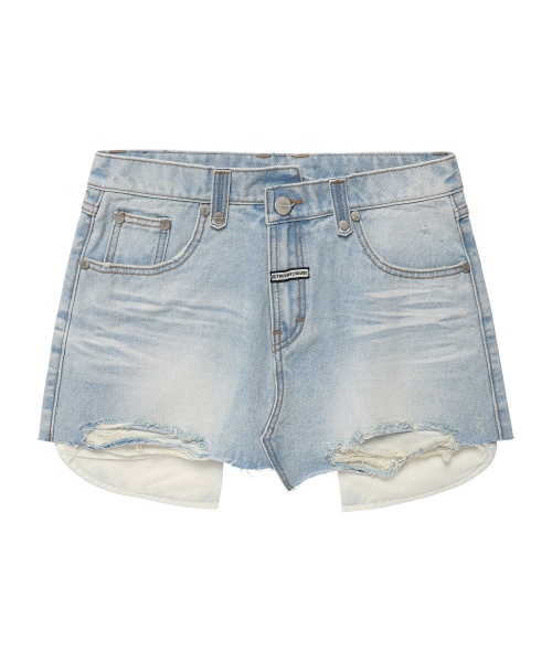 UNBALANCE MICRO DENIM SKIRT LIGHT BLUE