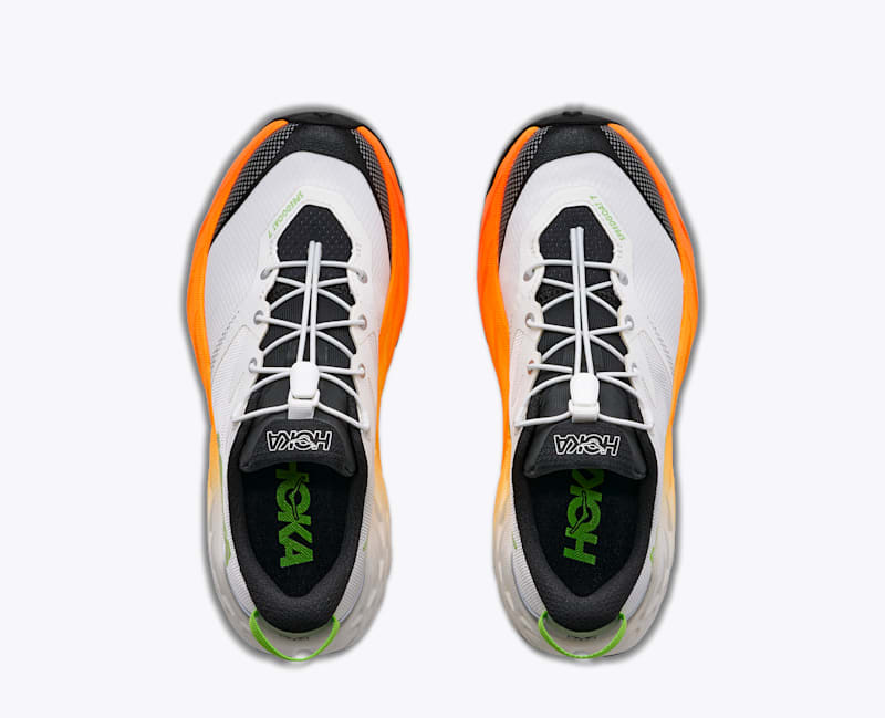 HOKA Speedgoat 7 Shoes in Frost/Neon Tangerine