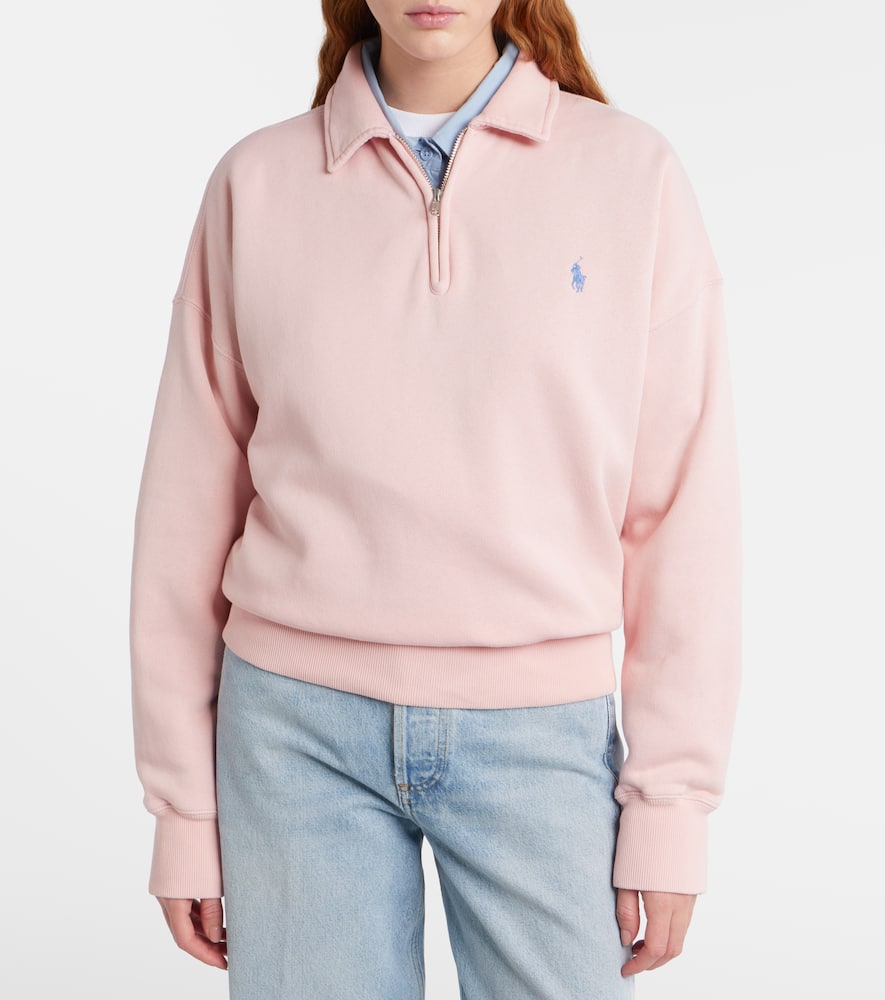 Cotton-blend fleece half-zip sweatshirt