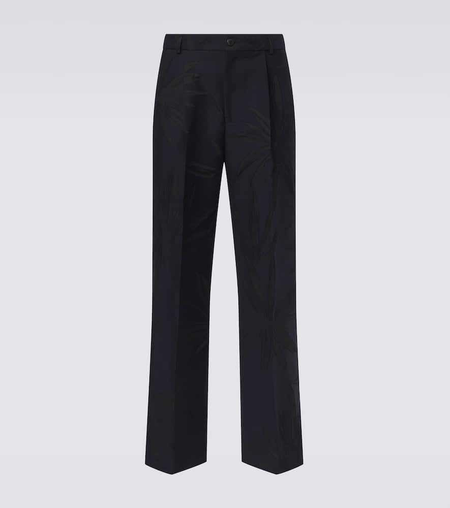 Floral cotton-blend straight pants