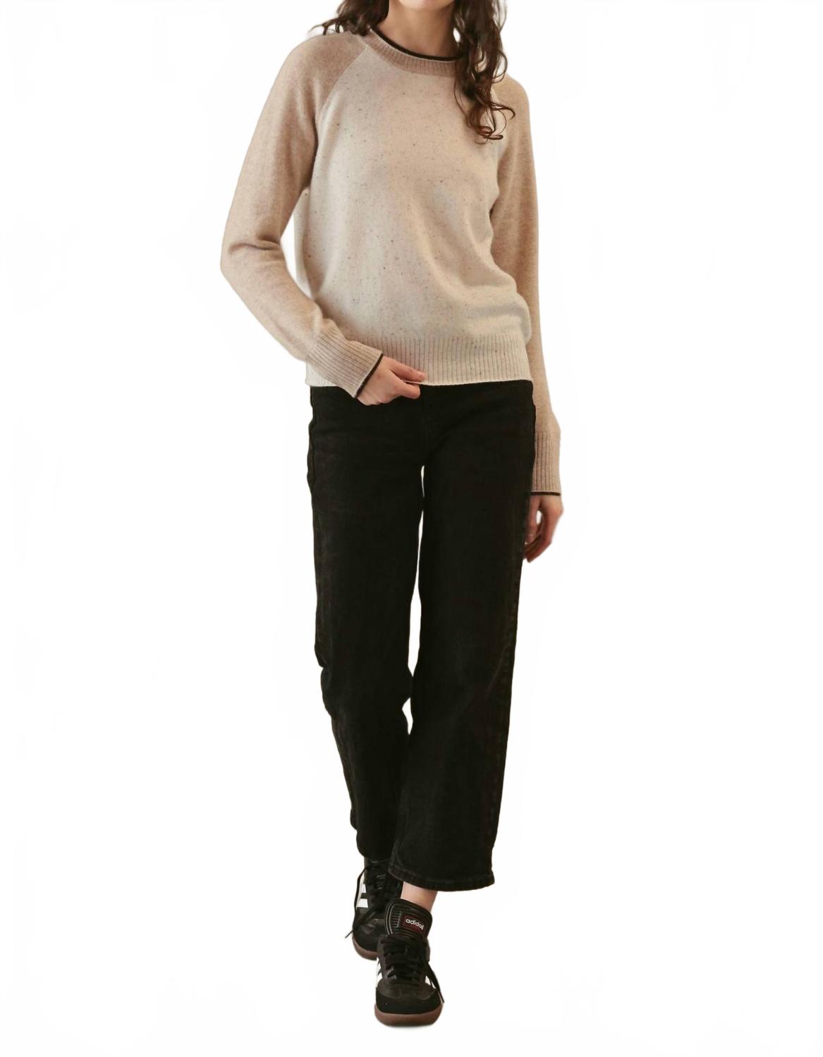 Proctor Cashmere Pullover Sweater In Coconut/oatmeal/espresso