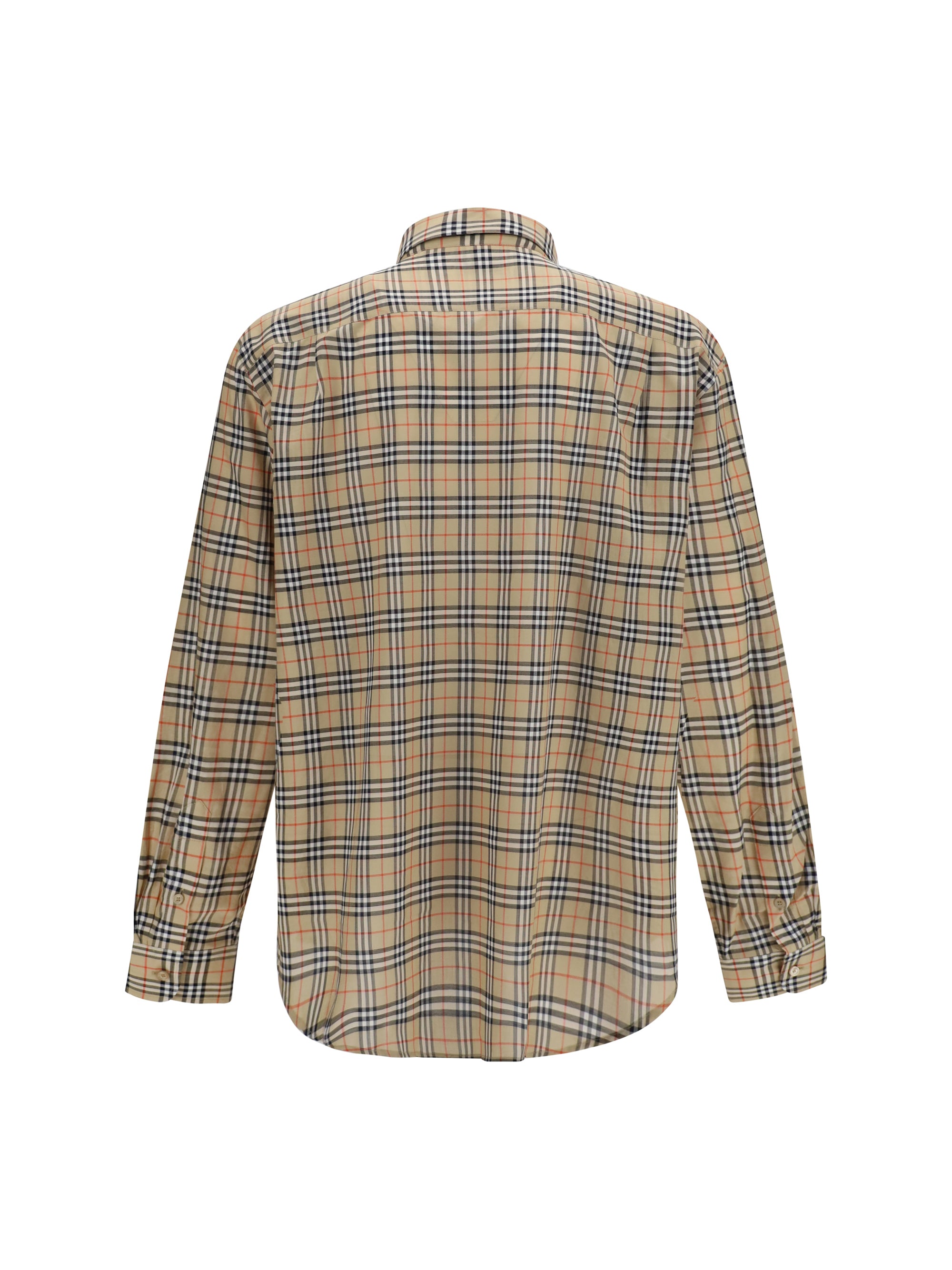 All-Over Check Cotton Shirt — Beige