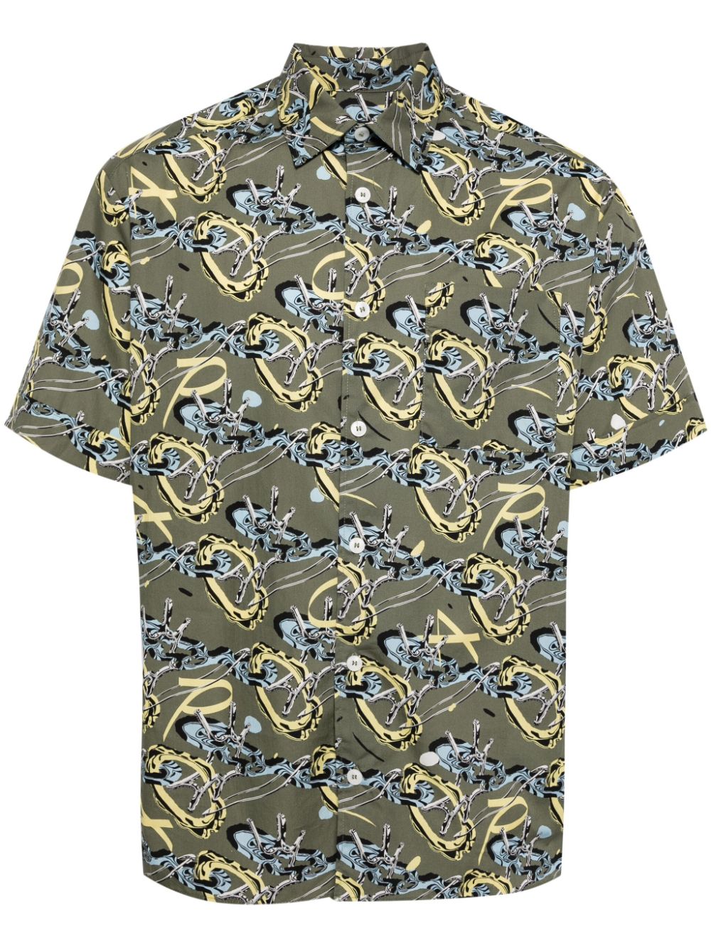 Ross graphic-print cotton shirt - Green