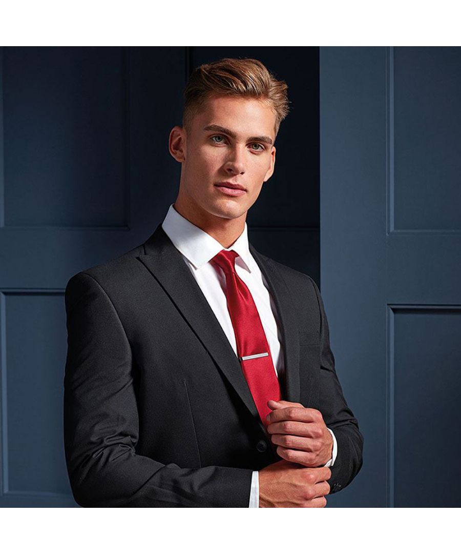 Premier Mens Plain Satin Tie Narrow Blade Red - One