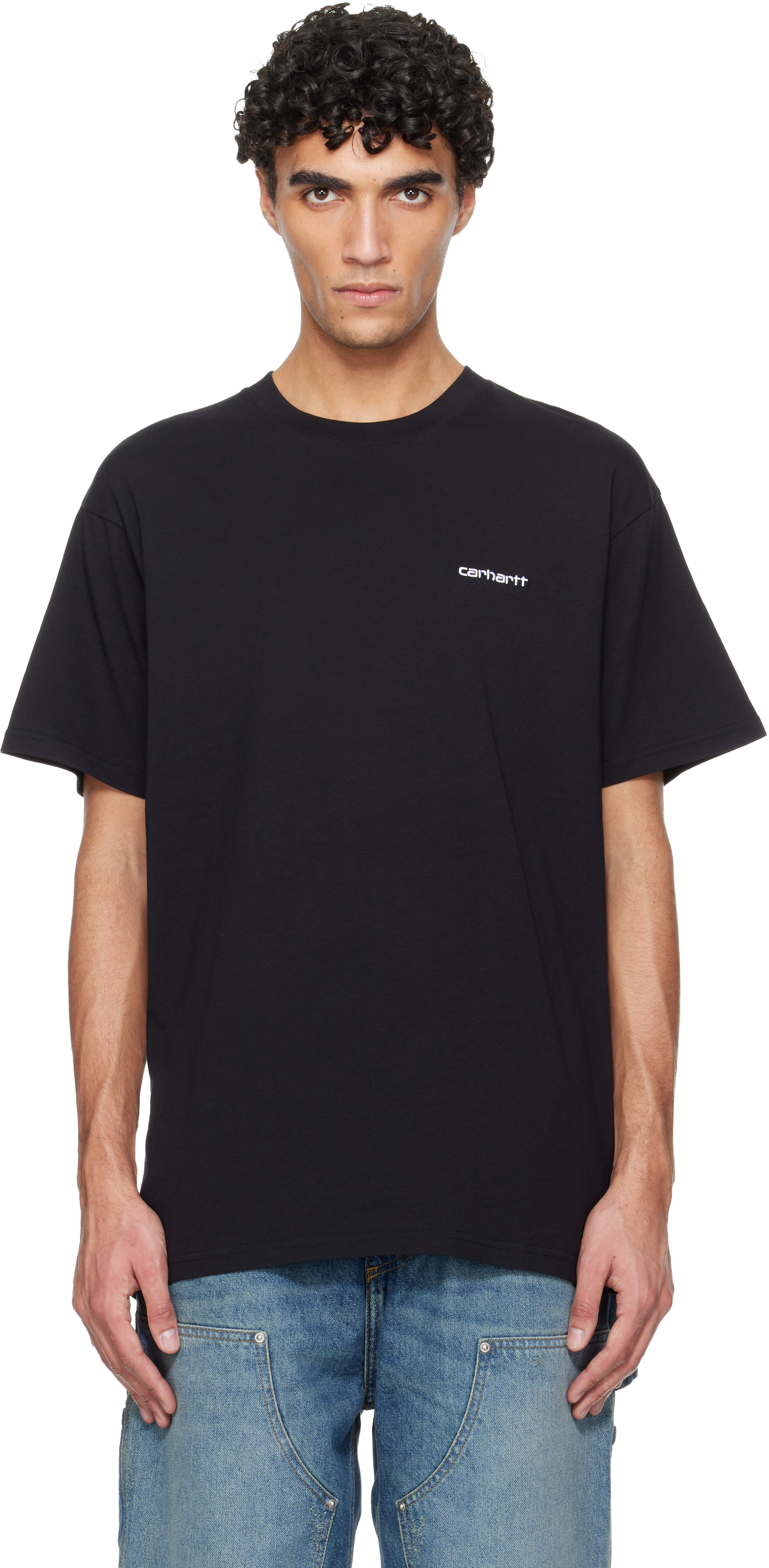Black Script Embroidery T-shirt