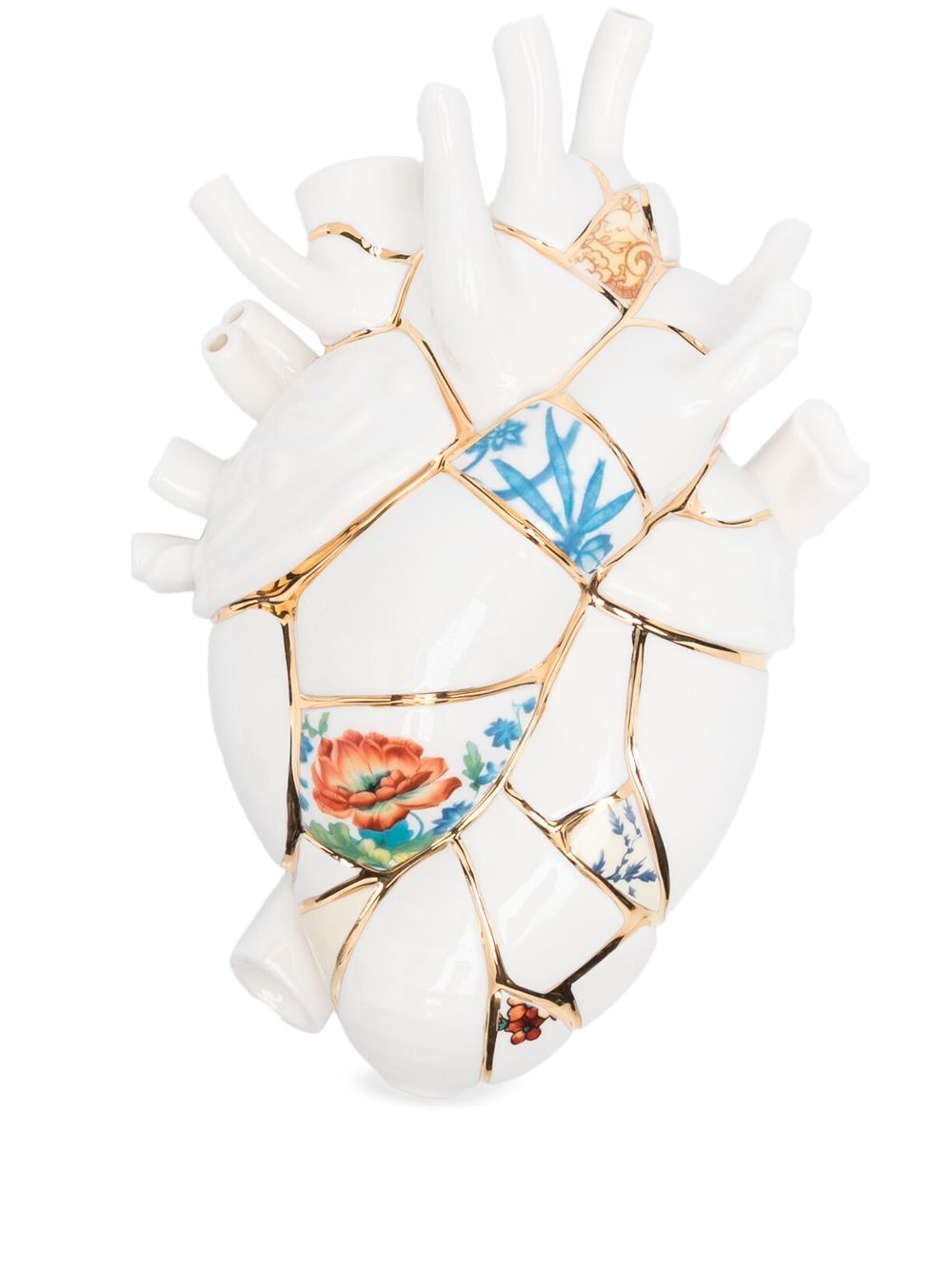X Marcantonio Raimondi Malerba Love In Bloom Kintsugi porcelain heart - White