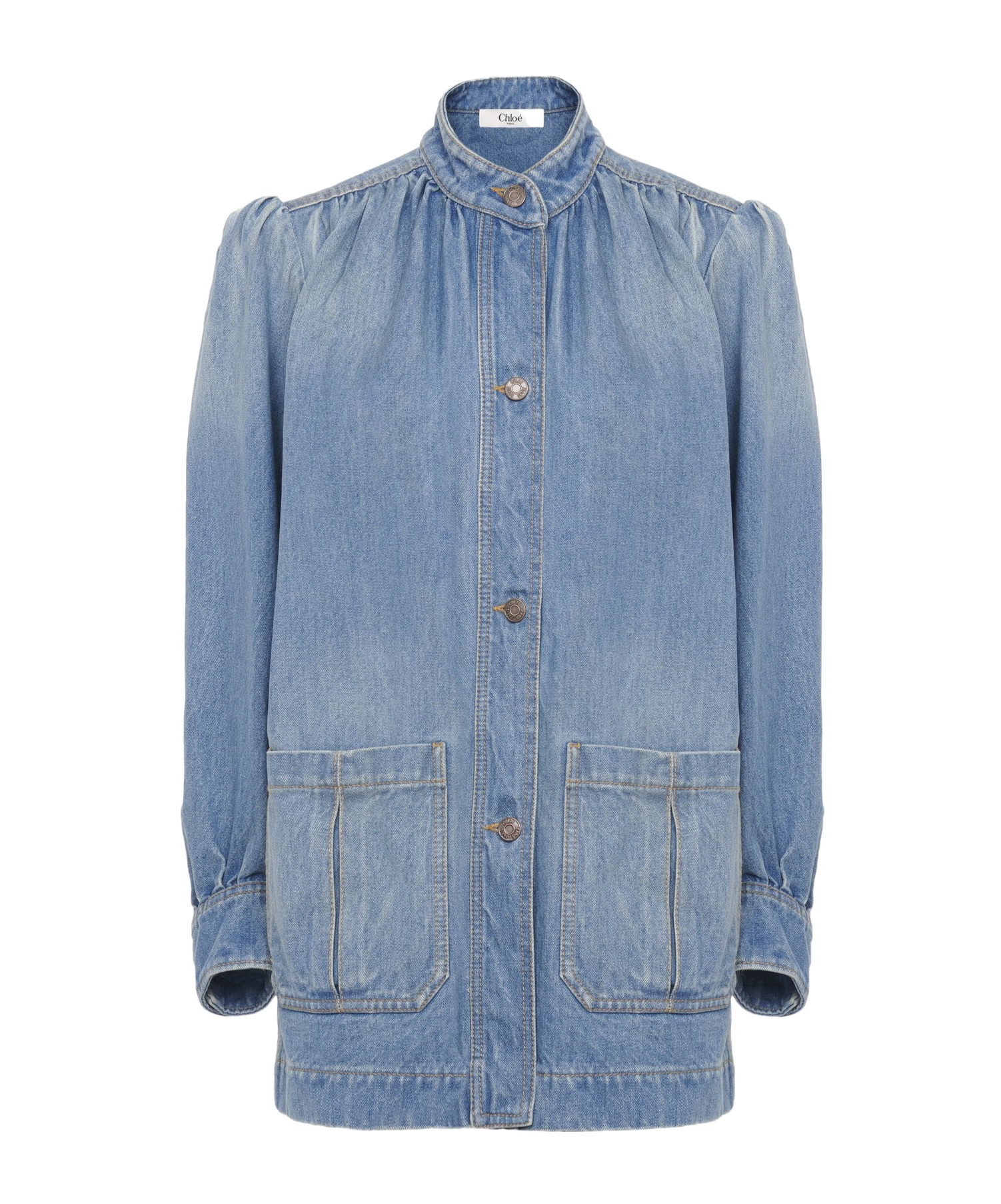 Gathered denim jacket