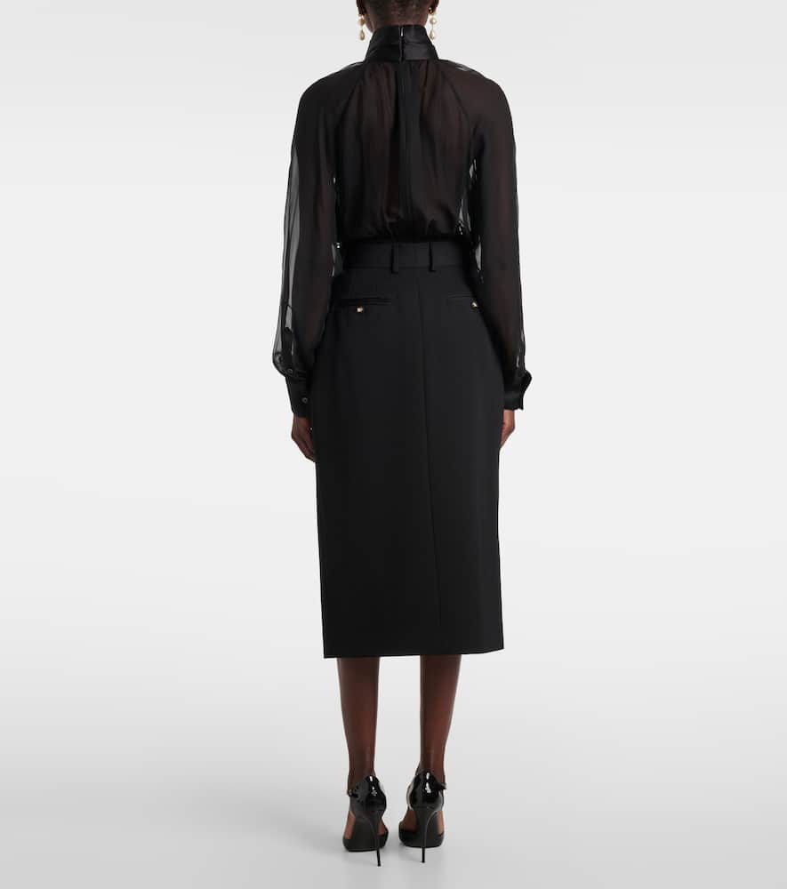 Virgin wool midi skirt